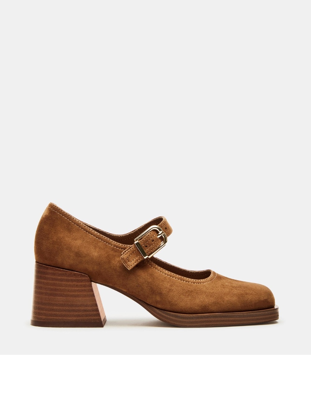 Steve Madden Lisbon Chestnut Suede Mary Jane Loafer Preppy Mary Jane with Heel
